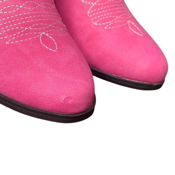 Dream Pairs Womens 8.5 Faux Pink Leather 2.25" Block Heel Mid Calf Cowboy Boots - Picture 8 of 8